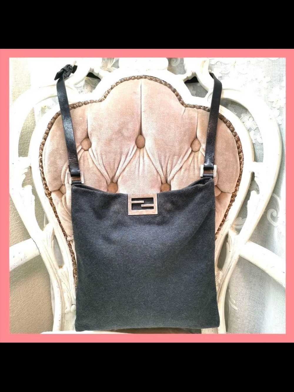 Fendi Black Crossbody Bag with Logo Buckle